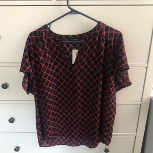 Banana Republic size XL navy and red short sleeve blouse NWT